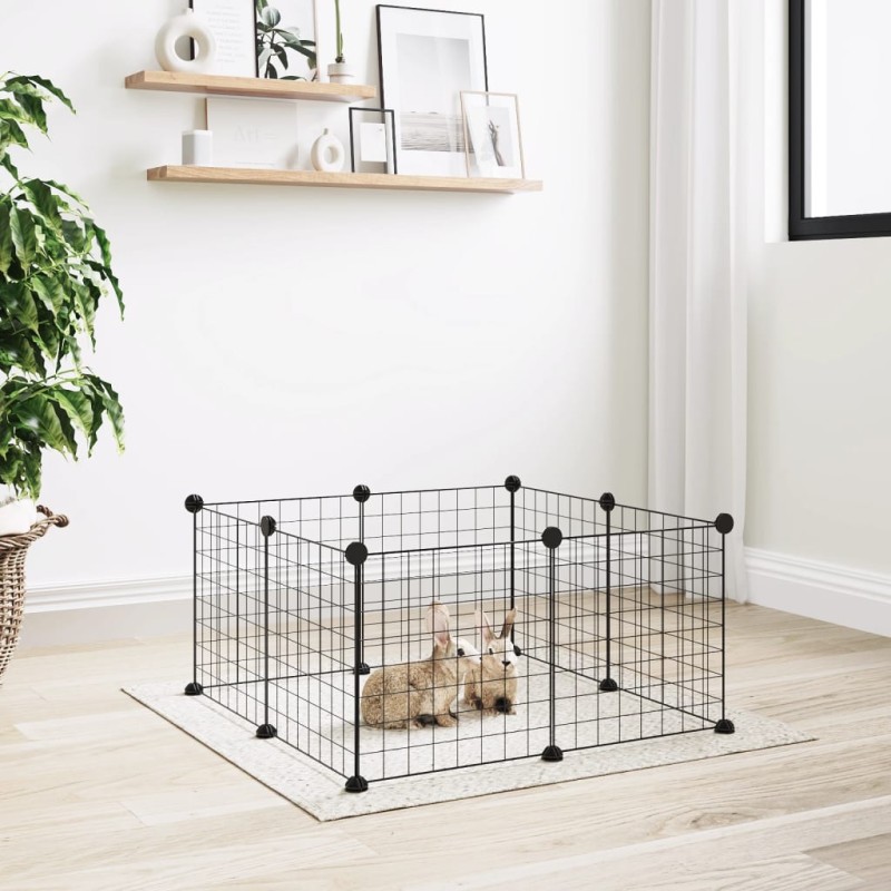 Gaiola p/ animais de estimação com 8 painéis 35x35 cm aço preto-Casotas e gaiolas para animais pequenos-Home Retail