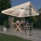 Gazebo com cordões de luzes LED 3x3 m cor creme