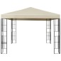 Gazebo com cordões de luzes LED 3x3 m cor creme