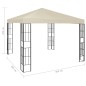 Gazebo com cordões de luzes LED 3x3 m cor creme