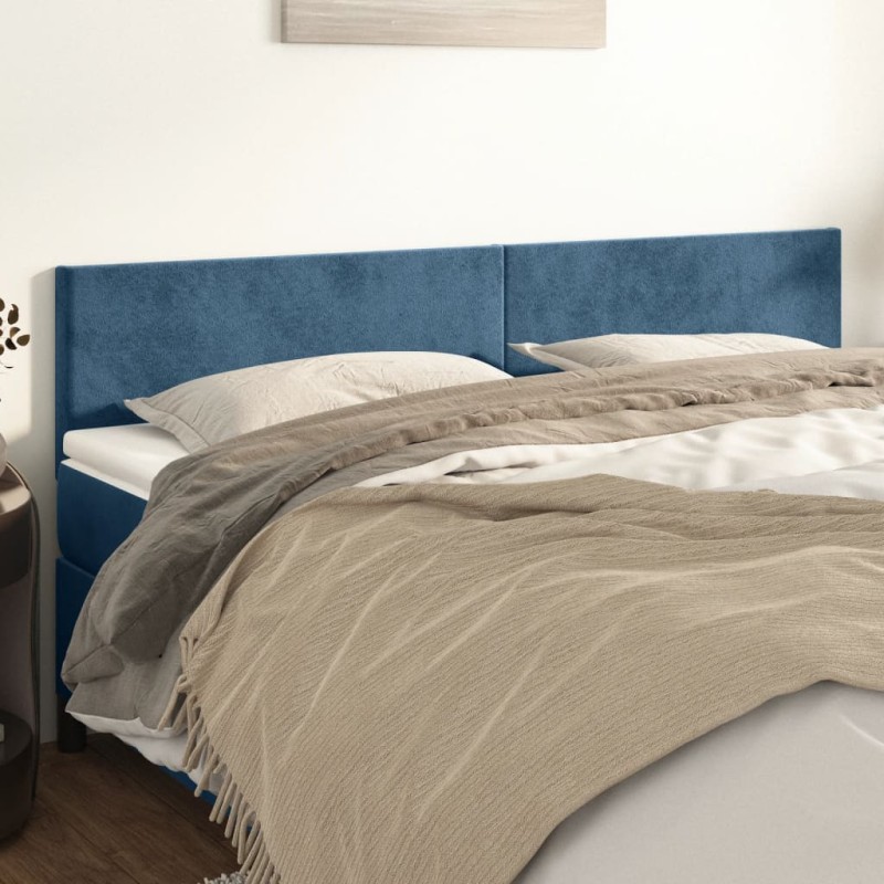 Cabeceira de cama 2 pcs veludo 80x5x78/88 cm azul-escuro-Cabeceiras e estribos de camas-Home Retail