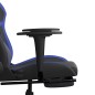 Cadeira gaming massagens c/ apoio pés couro artif. preto/azul