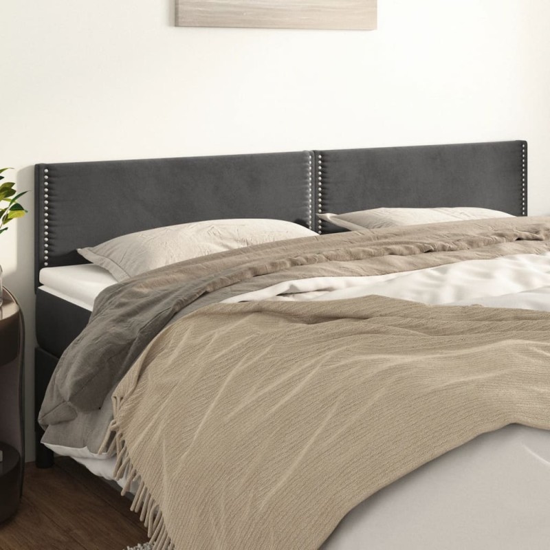 Cabeceira de cama 2 pcs veludo 80x5x78/88 cm cinzento-escuro-Cabeceiras e estribos de camas-Home Retail