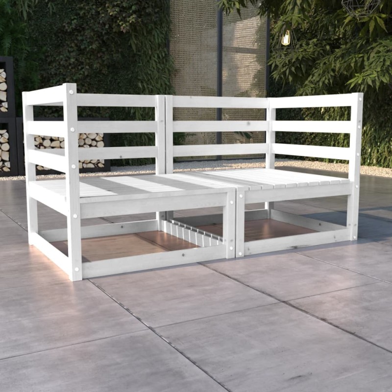 Sofá de 2 lugares para jardim pinho maciço branco-Sofás para exterior-Home Retail