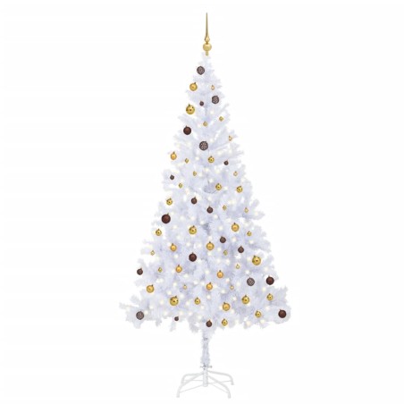 Árvore de Natal artificial pré-iluminada c/ bolas 910 ramos