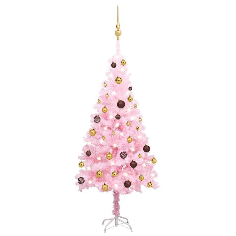 Árvore Natal artificial pré-iluminada c/ bolas PVC rosa-Árvores de Natal-Home Retail