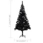 Árvore Natal artificial pré-iluminada c/ bolas PVC preto