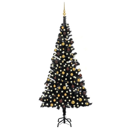 Árvore Natal artificial pré-iluminada c/ bolas 240cm PVC preto