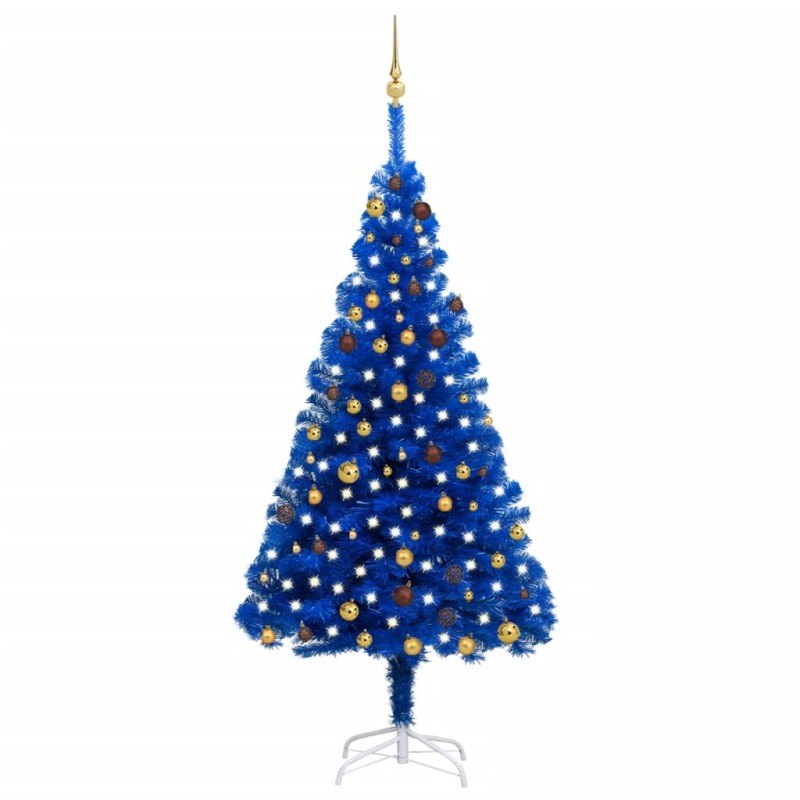 Árvore Natal artificial pré-iluminada c/ bolas 210cm PVC azul-Árvores de Natal-Home Retail