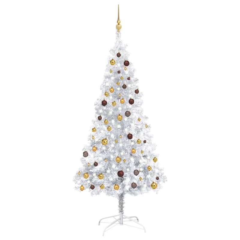 Árvore Natal artificial pré-iluminada c/bola 210cm PET prateado-Árvores de Natal-Home Retail