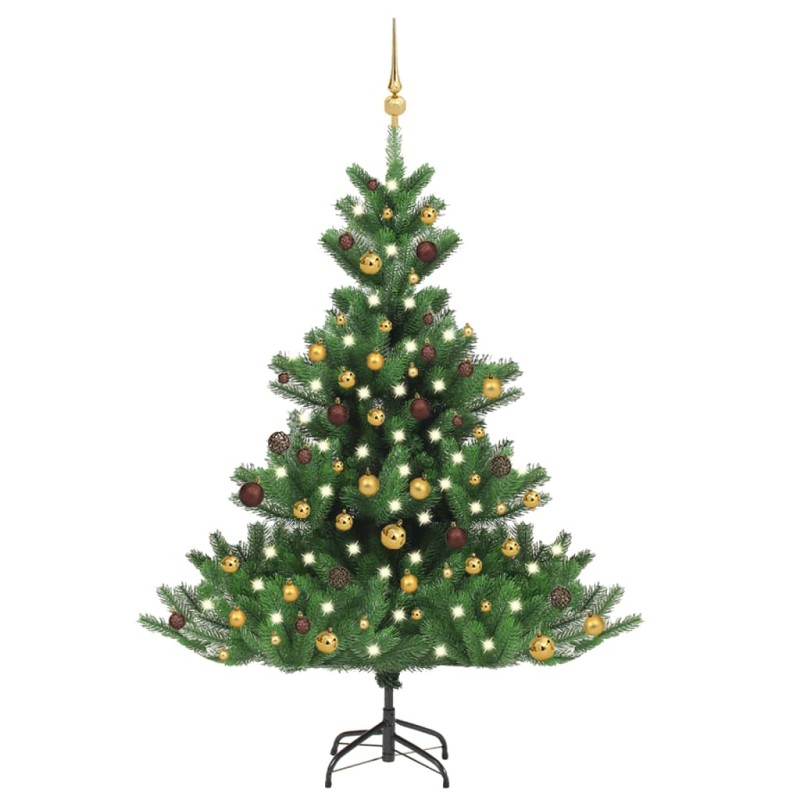 Árvore Natal artif. c/ LEDs/bolas 150 cm abeto caucasiano verde-Árvores de Natal-Home Retail