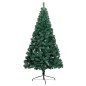 Meia árvore Natal artificial pré-iluminada c/ bolas verde