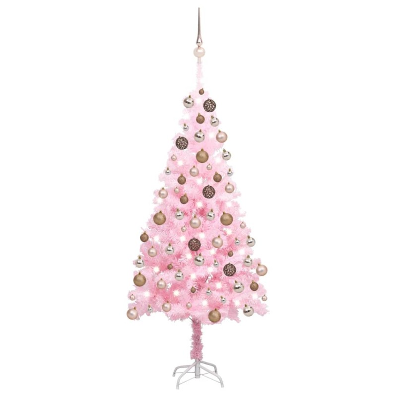 Árvore Natal artificial pré-iluminada c/ bolas PVC rosa-Árvores de Natal-Home Retail