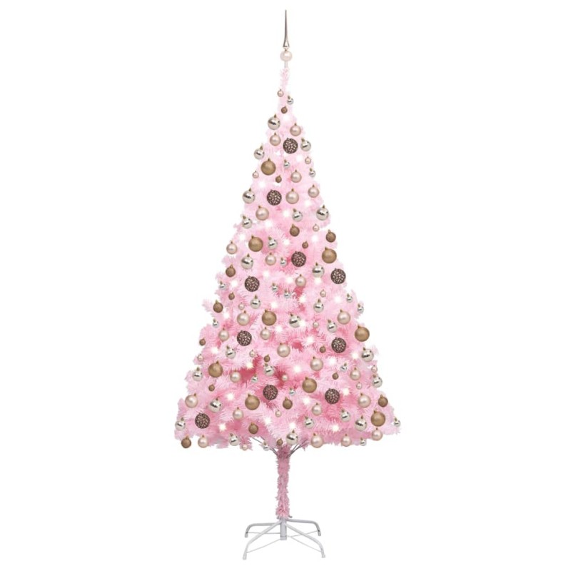 Árvore Natal artificial pré-iluminada c/ bolas PVC rosa-Árvores de Natal-Home Retail