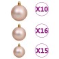 Árvore Natal artificial pré-iluminada c/ bolas PVC rosa