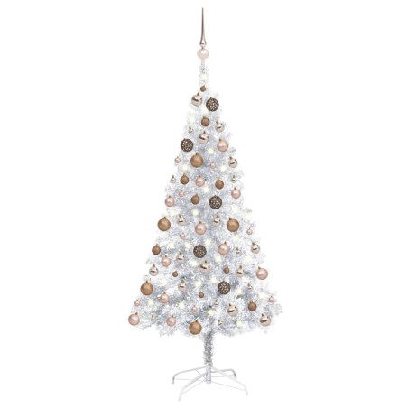 Árvore Natal artificial pré-iluminada c/bola 150cm PET prateado