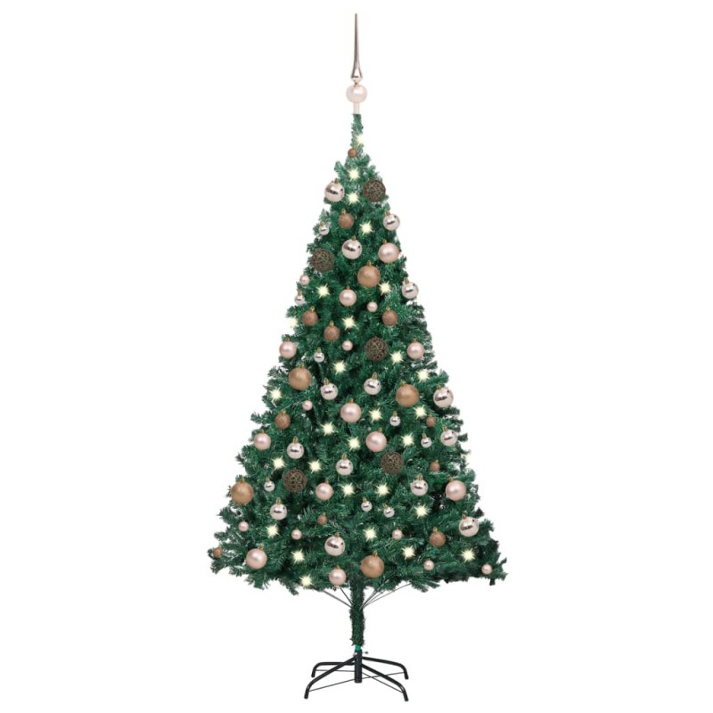 Árvore Natal artificial pré-iluminada c/ bolas 150 cm PVC verde-Árvores de Natal-Home Retail