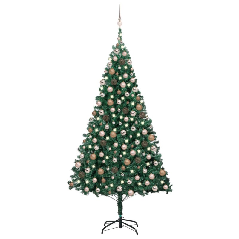 Árvore Natal artificial pré-iluminada c/ bolas 210 cm PVC verde-Árvores de Natal-Home Retail