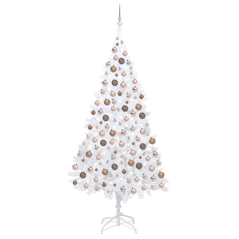 Árvore Natal artificial pré-iluminada c/ bolas PVC branco-Árvores de Natal-Home Retail