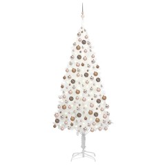 Árvore Natal artificial pré-iluminada c/ bolas 210 cm branco