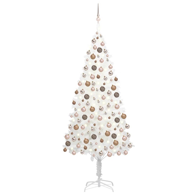 Árvore Natal artificial pré-iluminada c/ bolas 210 cm branco-Árvores de Natal-Home Retail