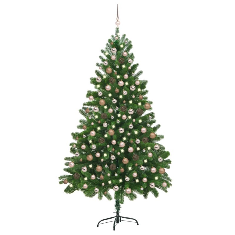 Árvore Natal artificial pré-iluminada c/ bolas 210 cm verde-Árvores de Natal-Home Retail