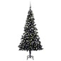 Árvore Natal artificial pré-iluminada c/ bolas PVC preto