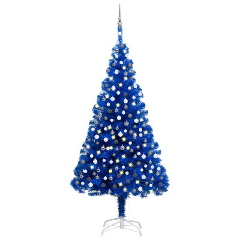 Árvore Natal artificial pré-iluminada c/ bolas 210cm PVC azul-Árvores de Natal-Home Retail