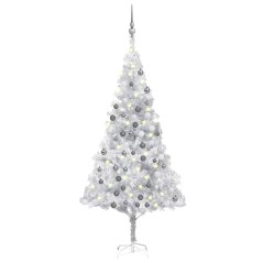 Árvore Natal artificial pré-iluminada c/bola 180cm PET prateado