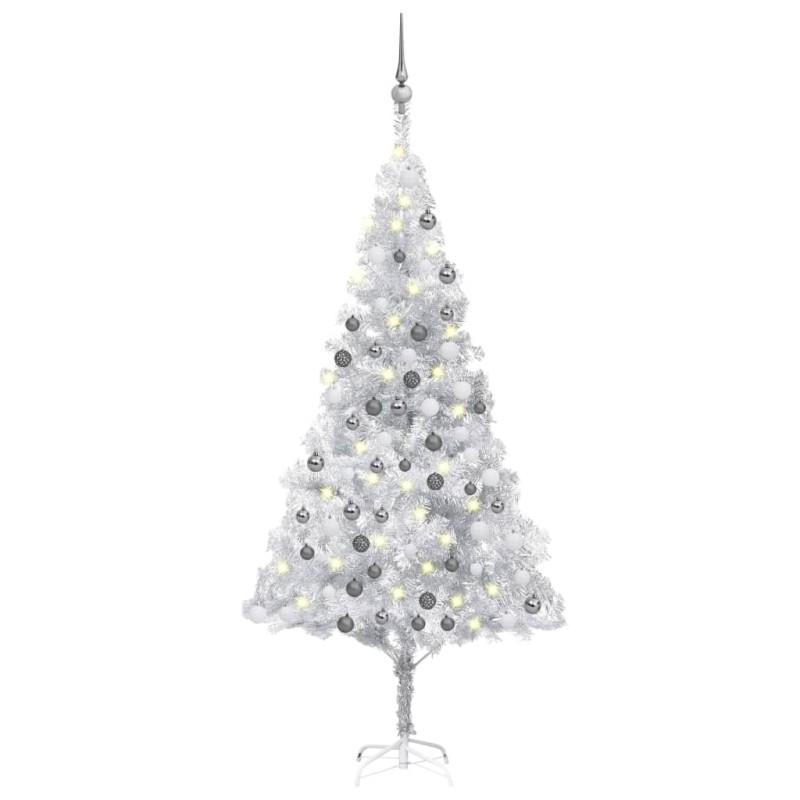 Árvore Natal artificial pré-iluminada c/bola 180cm PET prateado-Árvores de Natal-Home Retail