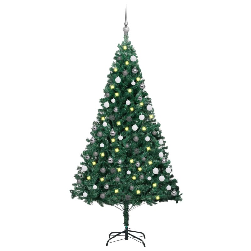 Árvore Natal artificial pré-iluminada c/ bolas 150 cm PVC verde-Árvores de Natal-Home Retail