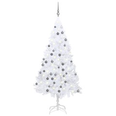 Árvore Natal artificial pré-iluminada c/ bolas 120cm PVC branco