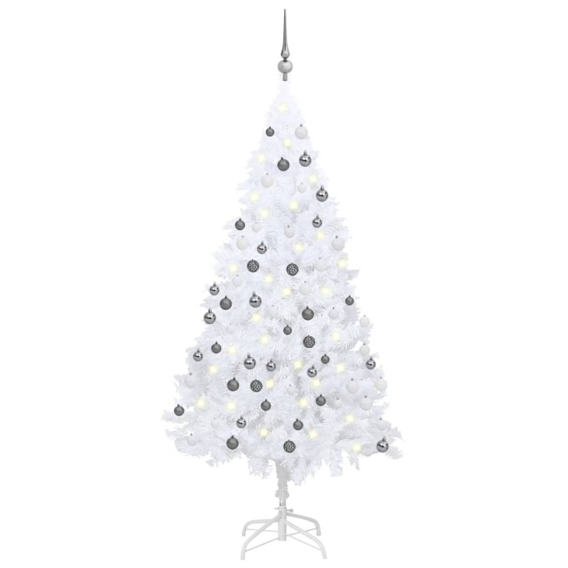 Árvore Natal artificial pré-iluminada c/ bolas 120cm PVC branco-Árvores de Natal-Home Retail