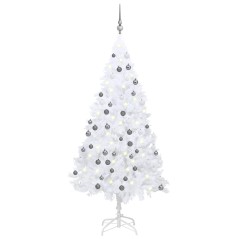 Árvore Natal artificial pré-iluminada c/ bolas PVC branco