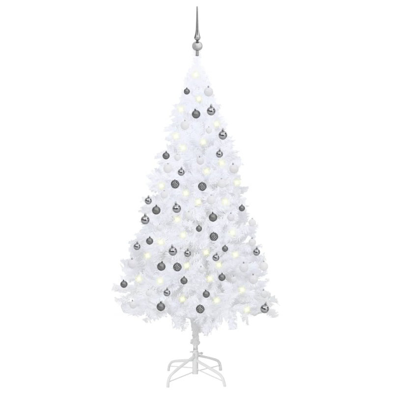 Árvore Natal artificial pré-iluminada c/ bolas PVC branco-Árvores de Natal-Home Retail