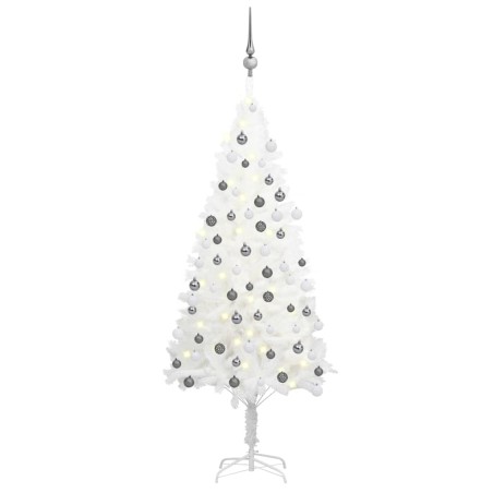 Árvore Natal artificial pré-iluminada c/ bolas branco