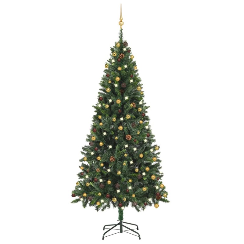 Árvore Natal artificial pré-iluminada c/ bolas 210 cm verde-Árvores de Natal-Home Retail