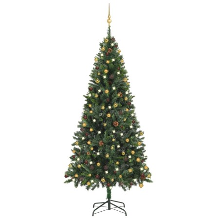 Árvore Natal artificial pré-iluminada c/ bolas 210 cm verde