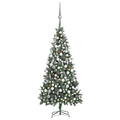 Árvore Natal artificial pré-iluminada c/ bolas e pinhas 210 cm