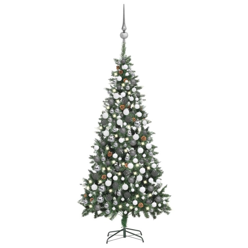 Árvore Natal artificial pré-iluminada c/ bolas e pinhas 210 cm-Árvores de Natal-Home Retail