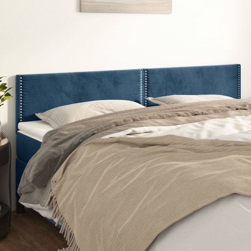 Cabeceira de cama 2 pcs veludo 100x5x78/88 cm azul-escuro-Cabeceiras e estribos de camas-Home Retail