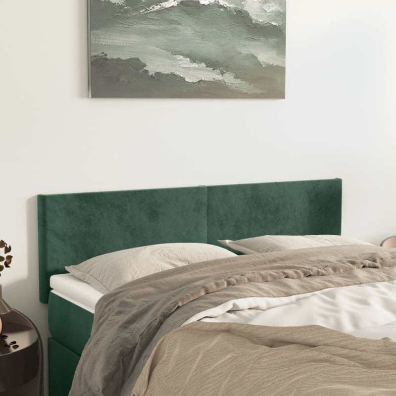 Cabeceira de cama 2 pcs veludo 72x5x78/88 cm verde-escuro-Cabeceiras e estribos de camas-Home Retail