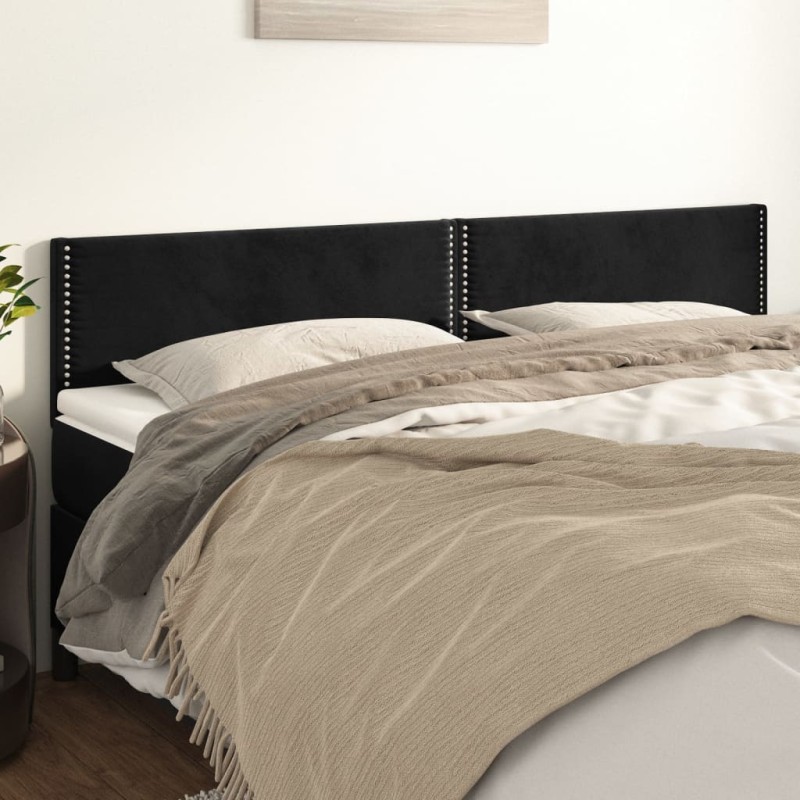 Cabeceira de cama 2 pcs veludo 100x5x78/88 cm preto-Cabeceiras e estribos de camas-Home Retail