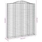 Cestos gabião arqueados 4pcs 200x30x220/240cm ferro galvanizado