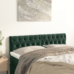 Cabeceira de cama 2 pcs veludo 80x7x78/88 cm verde-escuro