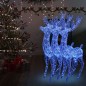 Renas de Natal XXL 3pcs 250 LEDs 180 cm acrílico azul