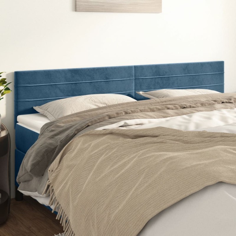 Cabeceira de cama 2 pcs veludo 80x5x78/88 cm azul-escuro-Cabeceiras e estribos de camas-Home Retail