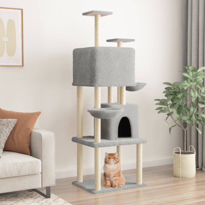 Árvore p/ gatos c/ postes arranhadores sisal 180 cm cinza-claro-Móveis para gatos-Home Retail