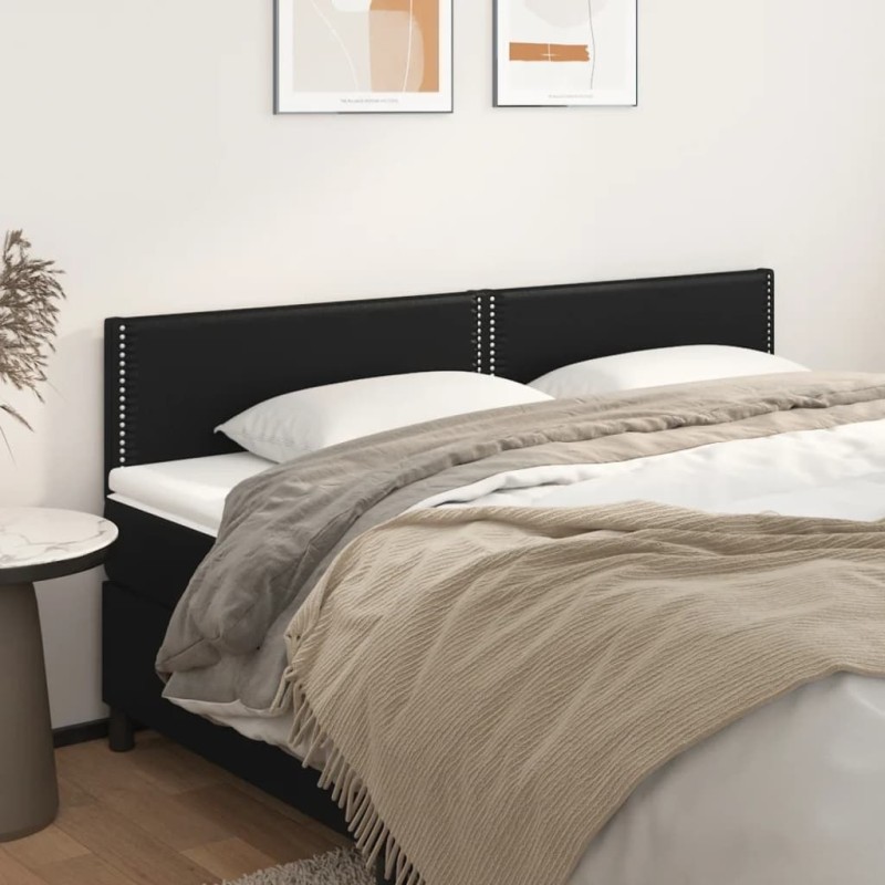 Cabeceira de cama 2 pcs couro artificial 100x5x78/88 cm preto-Cabeceiras e estribos de camas-Home Retail