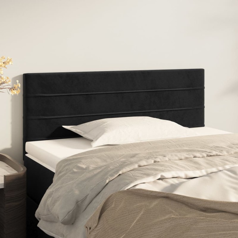 Cabeceira de cama veludo 90x5x78/88 cm preto-Cabeceiras e estribos de camas-Home Retail